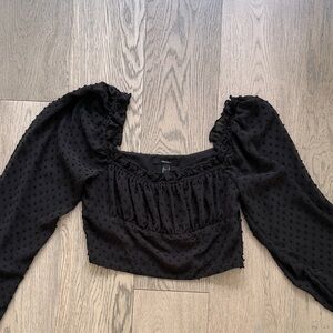 EUC Forever 21 Black Polka Dot Long Sleeve Blouse